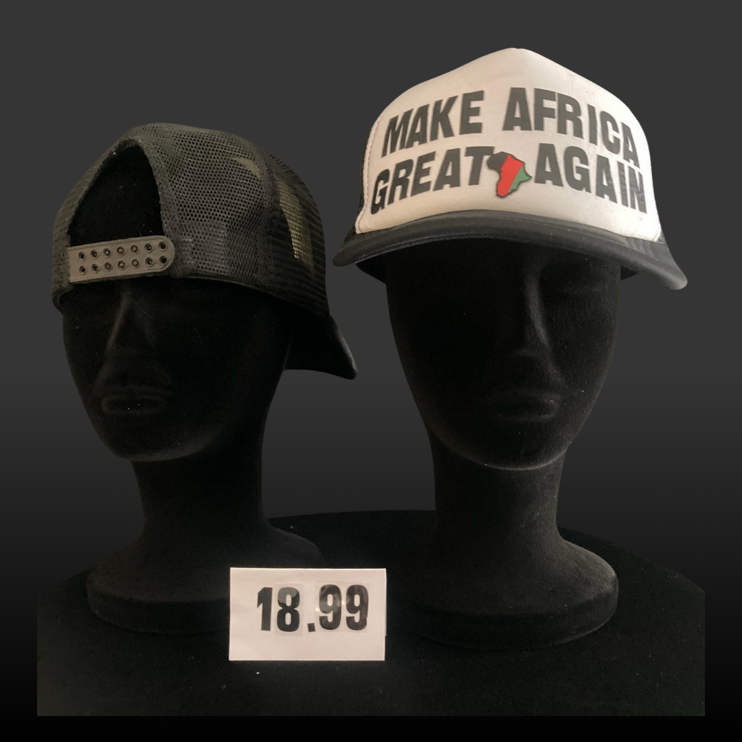 Black Bold Embossed Trucker Hat: Make Africa Great Again 